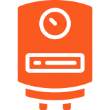 Simplified boiler illustration in orange