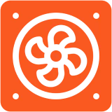 Circular fan design, orange backdrop
